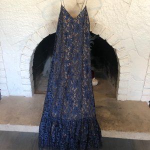 Navy Lace Maxi Dress - Anthropologie